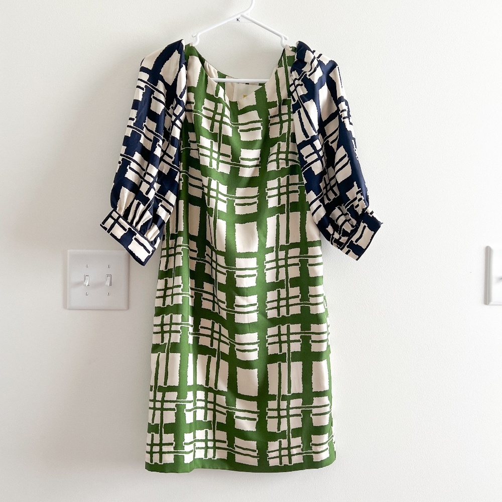 Maeve Broken Blocks Silk Plaid Dress